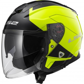 Open Face LS2 Infinity Beyond Black H-V Yellow OF521