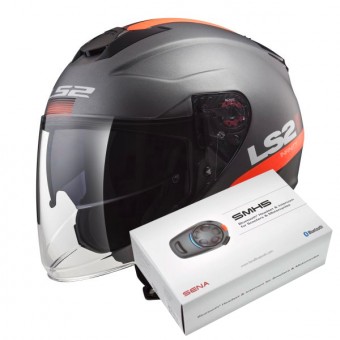Open Face LS2 Infinity Smart Matt Titanium Orange OF521