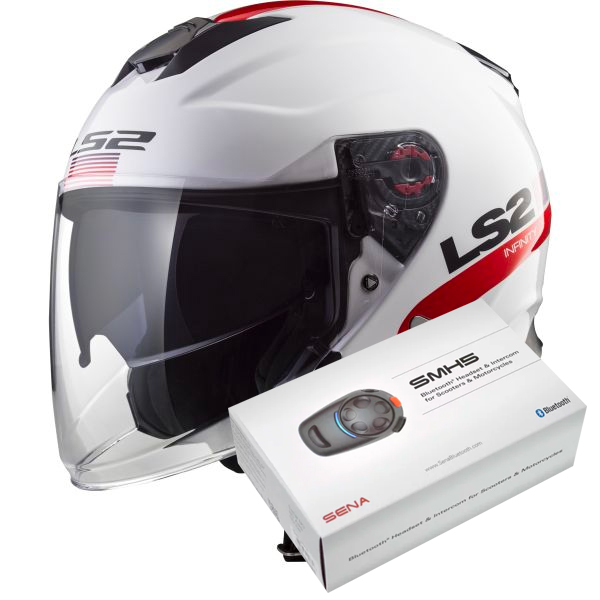 Open Face LS2 Infinity Smart White Red Blue OF521