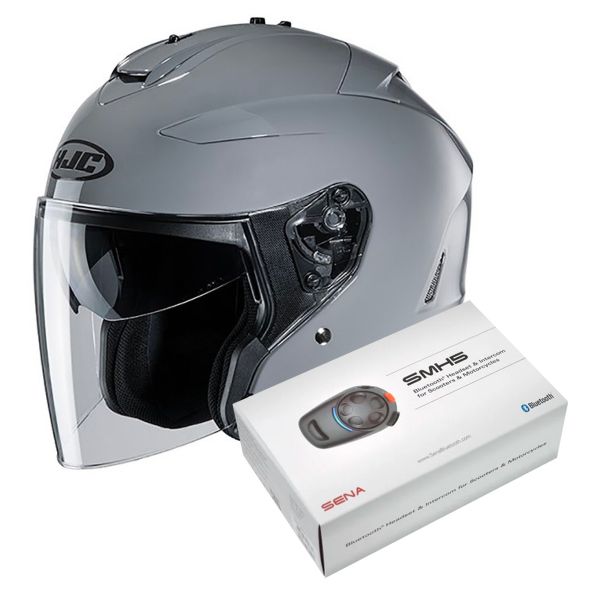 Open Face HJC IS-33 II N.Grey + Kit Bluetooth Sena SMH5