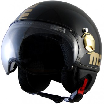 Open Face Momo Design Fighter Black Gold Metal 0NO