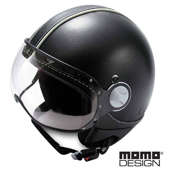 Open Face Momo Design Fighter Cuir Black