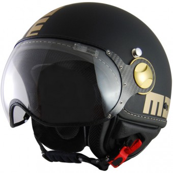 Open Face Momo Design Fighter Black Mat - Gold 0S0