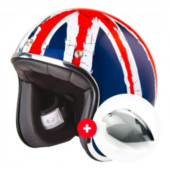 Open Face Stormer Pearl Union Jack + Wyatt 3 Studs Flat Visor