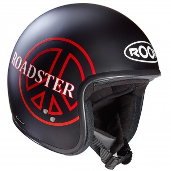 Casque Open Face Roof Roadster Peace Matt Black Red Casque Open Face Roof Roadster Peace Matt Black Red