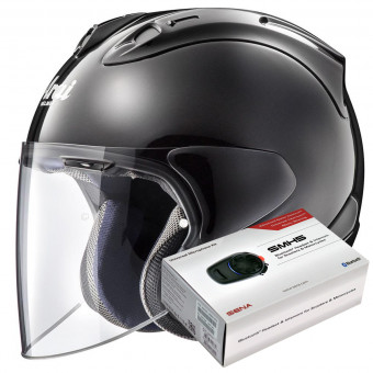 Open Face Arai SZ-R Vas Diamond Black + Bluetooth Kit Sena SMH5