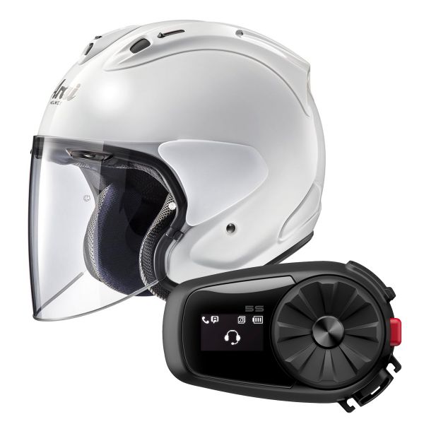 Open Face Arai SZ-R Vas Diamond White + Kit Bluetooth Sena 5S Solo