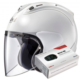 Open Face Arai SZ-R Vas Diamond White + Bluetooth Kit Sena SMH5