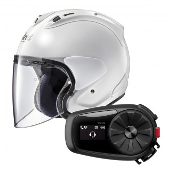 Open Face Arai SZ-R Vas Frost White + Kit Bluetooth Sena 5S Solo
