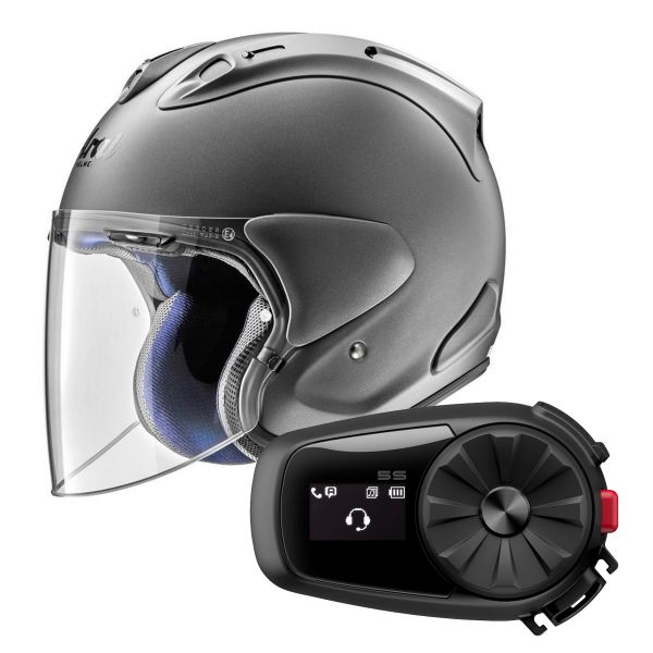 Open Face Arai SZ-R Vas Gun Metal Mat + Kit Bluetooth Sena 5S Solo