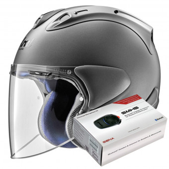 Open Face Arai SZ-R Vas Gun Metal Matt + Bluetooth Kit Sena SMH5