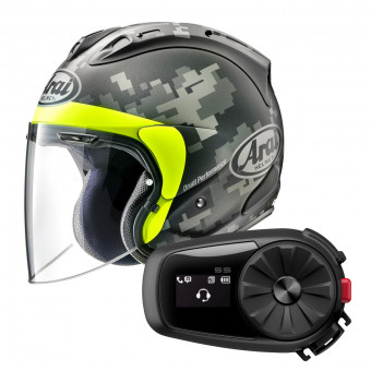Open Face Arai SZ-R Vas Mimetic Black + Kit Bluetooth Sena 5S Solo