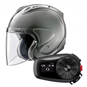 Open Face Arai SZ-R Vas Modern Grey + Kit Bluetooth Sena 5S Solo
