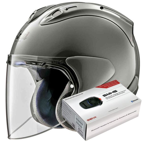 Open Face Arai SZ-R Vas Modern Grey + Bluetooth Kit Sena SMH5