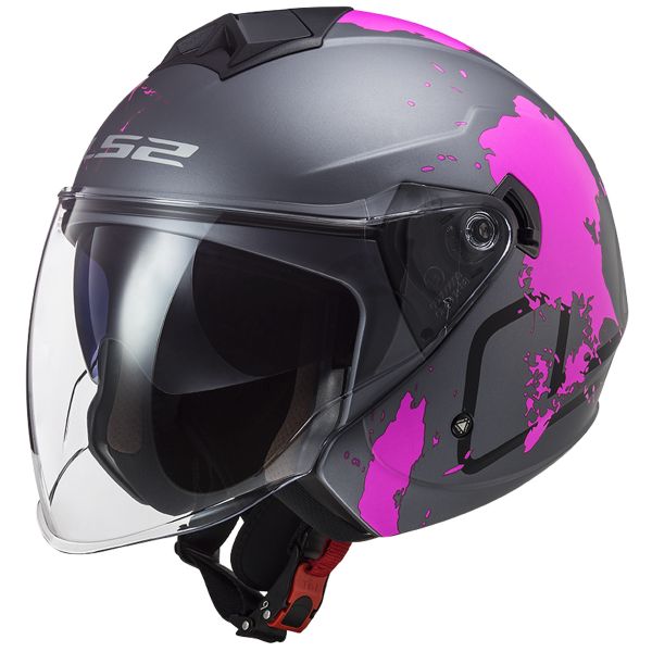 Open Face LS2 Twister II Xover Titanium Purple OF573