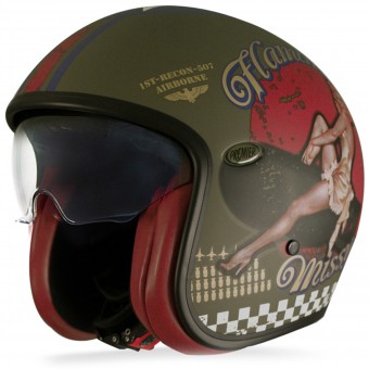 Casque Open Face Premier Vintage Pinup Military BM Mat Casque Open Face Premier Vintage Pinup Military BM Mat