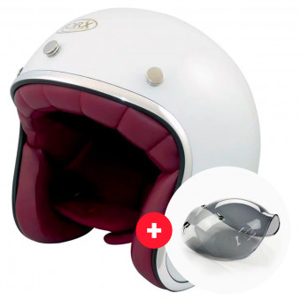 Open Face Torx Wyatt White + Wyatt Bubble 3 Studs Visor