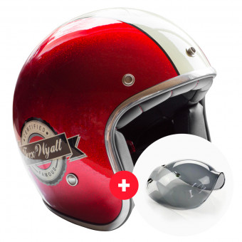 Open Face Torx Wyatt Famous Glitter Red + Wyatt Bubble 3 Studs Visor
