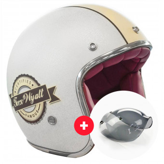 Open Face Torx Wyatt Famous Matt Glitter White + Wyatt Bubble 3 Studs Visor