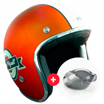 Open Face Torx Wyatt Famous Matt Glitter Orange + Wyatt Bubble 3 Studs Visor