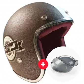 Open Face Torx Wyatt Famous Matt Glitter Charcoal + Wyatt Bubble 3 Studs Visor