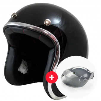 Open Face Torx Wyatt Black + Wyatt Bubble 3 Studs Visor