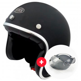 Open Face Torx Wyatt Matt Black + Wyatt Bubble 3 Studs Visor