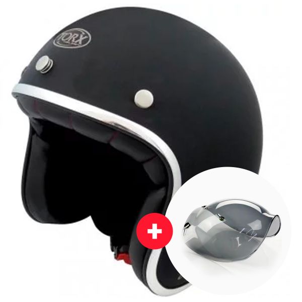 Open Face Torx Wyatt Matt Black + Wyatt Bubble 3 Studs Visor Open Face Torx Wyatt Matt Black + Wyatt Bubble 3 Studs Visor