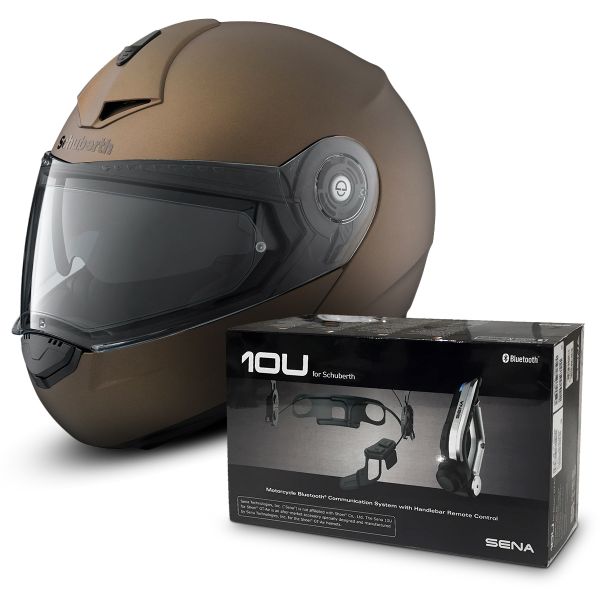 Flip Up Schuberth C3 Pro Madrid Bronze Metal + Sena 10U Bluetooth Kit