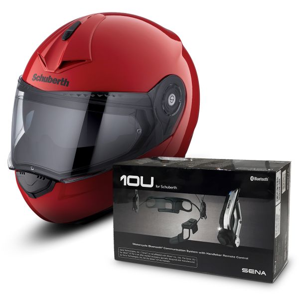 Flip Up Schuberth C3 Pro Red + Sena 10U Bluetooth Kit