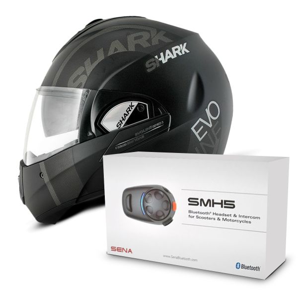 Helmet Shark Evoline Serie Drop Mat KAW Sena SMH5 Bluetooth
