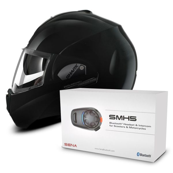 Flip Up Shark Evoline Serie 3 Fusion BLK + Sena SMH5 Bluetooth Kit
