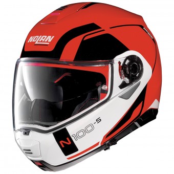 Flip Up Nolan N100 5 Consistency N-Com Corsa Red 23
