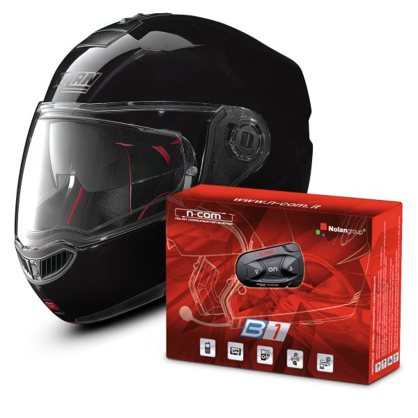 Flip Up Nolan N104 Absolute Classic N-Com Glossy Black 3 + B1 Bluetooth Kit