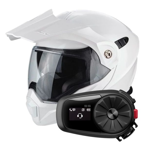 Flip Up Scorpion ADX-1 White + Kit Bluetooth Sena 5S Solo