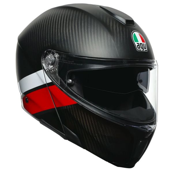 Flip Up AGV Sportmodular Layer Carbon Red White