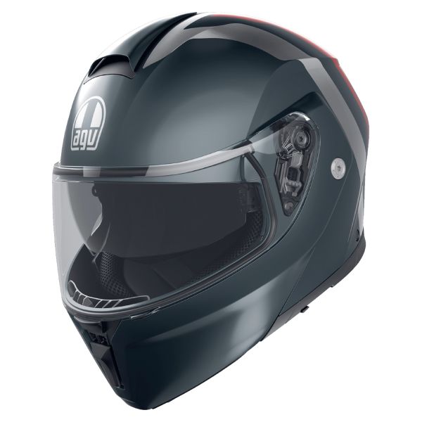 Flip Up AGV Streetmodular Resia Matt Grey Silver Red Flip Up AGV Streetmodular Resia Matt Grey Silver Red
