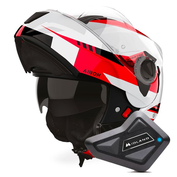 Flip Up Airoh Specktre Clever Red + Kit Bluetooth BT Mini