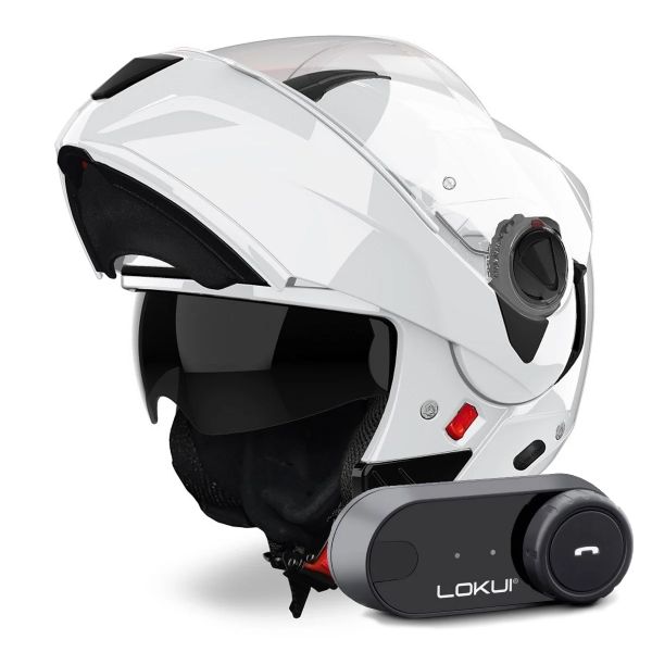 Flip Up Airoh Specktre Color White + Kit Bluetooth Lokui K30 Flip Up Airoh Specktre Color White + Kit Bluetooth Lokui K30