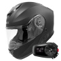 Casque Flip Up Everone M72R Matt Black + Kit Bluetooth 5S Solo