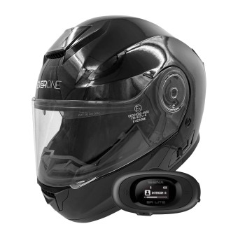 Flip Up Everone M72R Shiny Black + Kit bluetooth 5R Lite