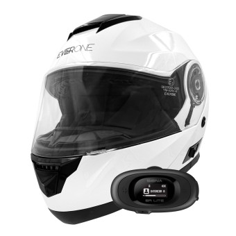 Flip Up Everone M72R Shiny White + Kit bluetooth 5R Lite