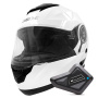 Casque Flip Up Everone M72R Shiny White + Kit Bluetooth BT Mini