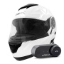 Casque Flip Up Everone M72R Shiny White + Kit Bluetooth Lokui K30