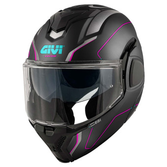 Flip Up Givi X36 Fiber Pulse Matt Black Silver Fuchsia