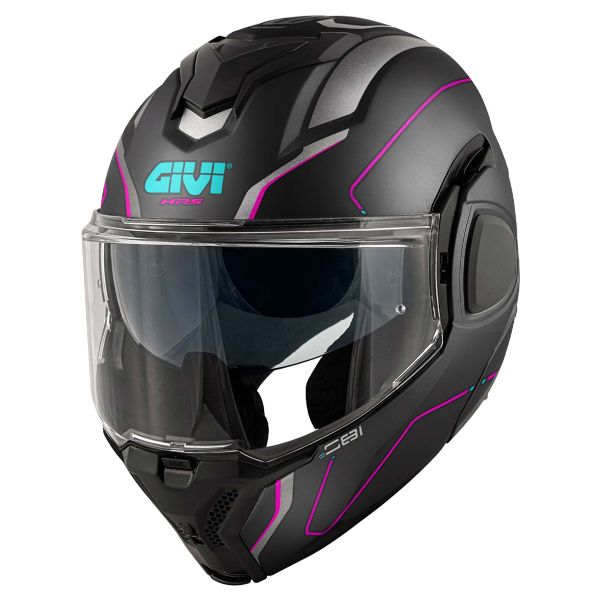 Flip Up Givi X36 Fiber Pulse Matt Black Silver Fuchsia