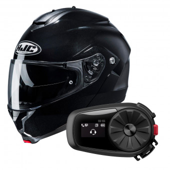 Flip Up HJC C91 Metal Black + Kit Bluetooth 5S Solo