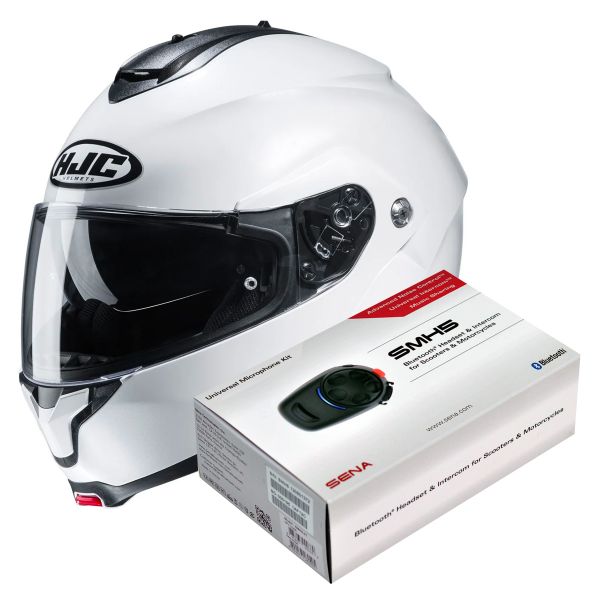 Flip Up HJC C91 Pearl White + Kit Bluetooth SMH5 Solo