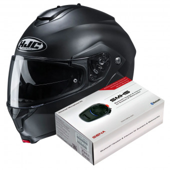 Flip Up HJC C91 Semi Flat Black + Kit Bluetooth SMH5 Solo