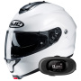 Casque Flip Up HJC C91N Pearl White+ Kit bluetooth 5R Lite Solo